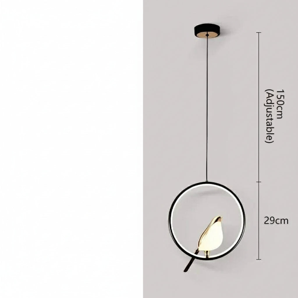 Circular-Black Gold / TRICOLORE (CONTRÔLE INTERUPTEUR MURAL) Suspension luminaire oiseau