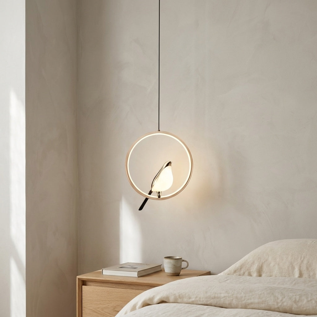 Suspension luminaire oiseau Circular-Gold / CHAUDE