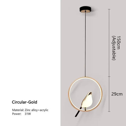 Circular-Gold / TRICOLORE (CONTRÔLE INTERUPTEUR MURAL) Suspension luminaire oiseau