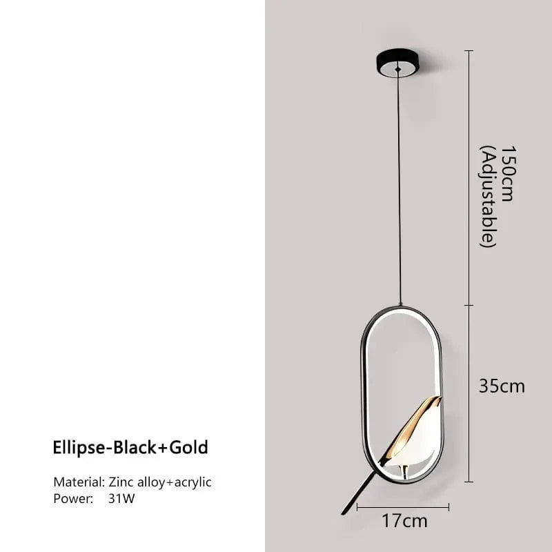 Ellipse-Black Gold / FROIDE Suspension luminaire oiseau