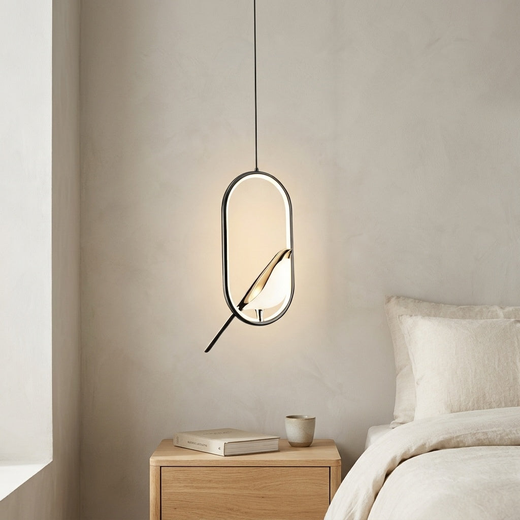 Suspension luminaire oiseau Ellipse-Black Gold / TRICOLORE (CONTRÔLE INTERUPTEUR MURAL)