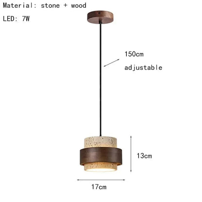 1 Light / Warm light 3000K Suspension luminaire travertin