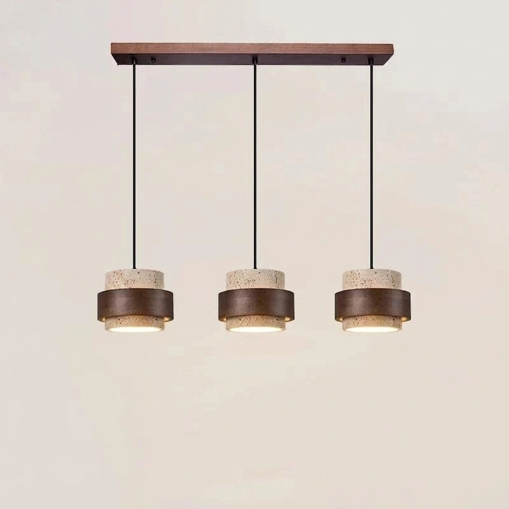 Suspension luminaire travertin 3 LAMPES