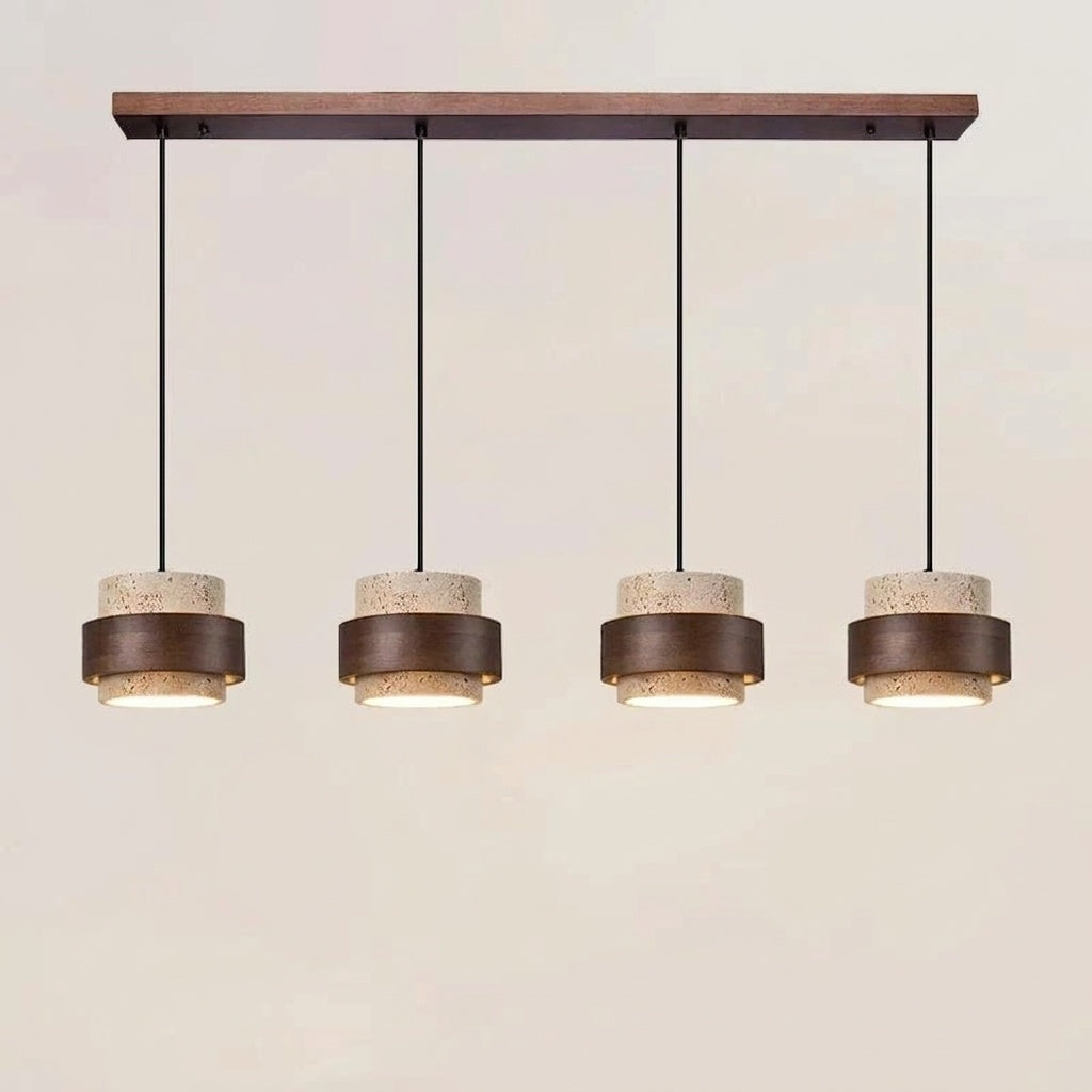 Suspension luminaire travertin 4 LAMPES