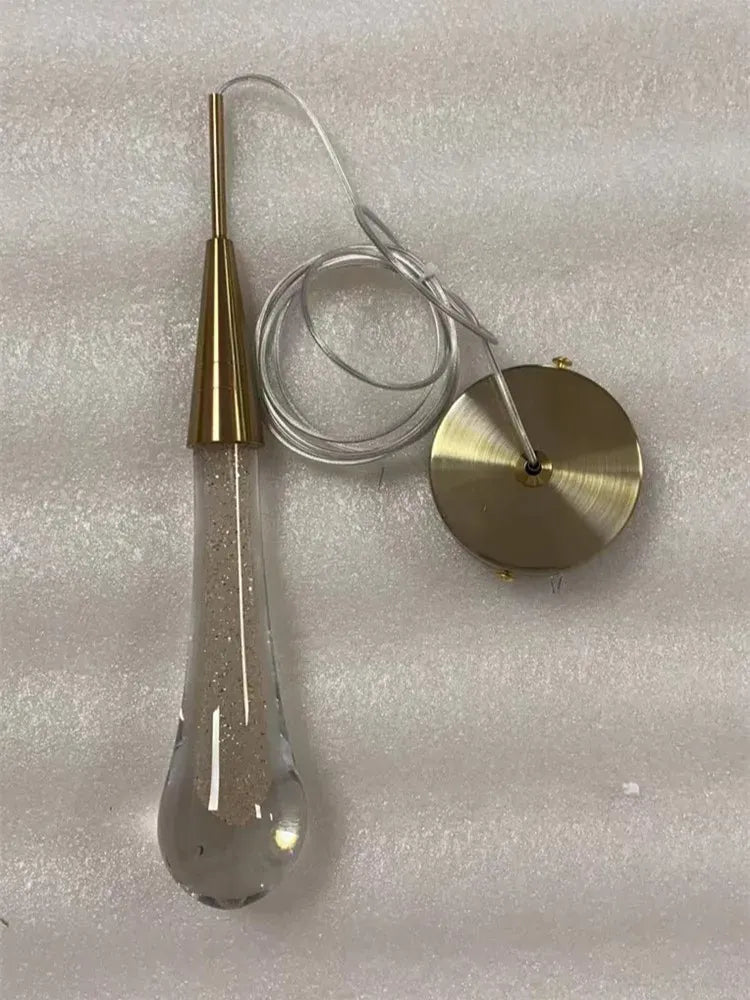 B  Gold Bronze / warm light Suspension minimaliste goutte d'eau
