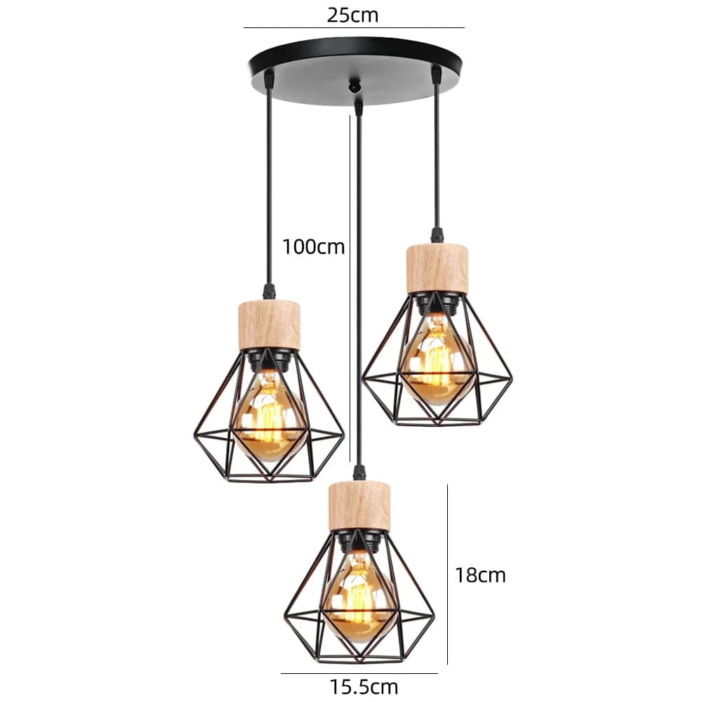 C1 Suspension multiple en bois et métal noir