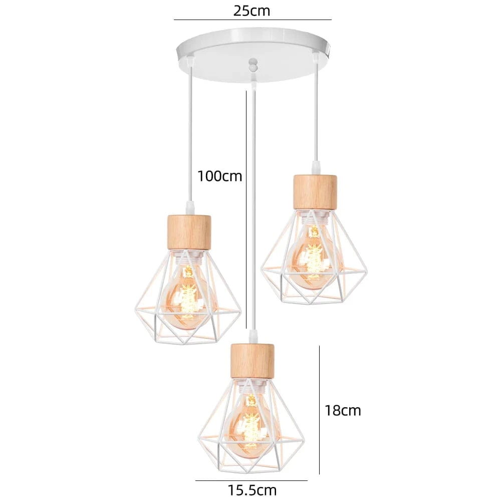 C2 Suspension multiple en bois et métal noir