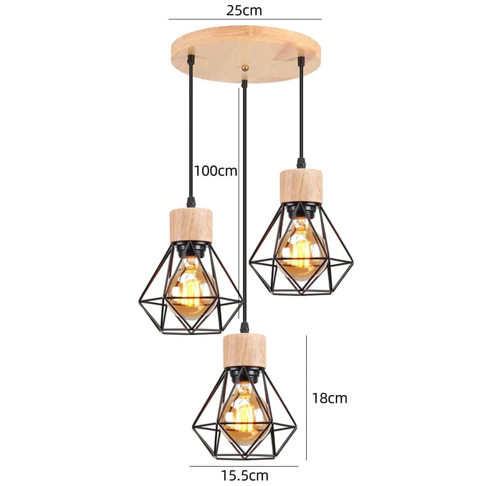 D1 Suspension multiple en bois et métal noir
