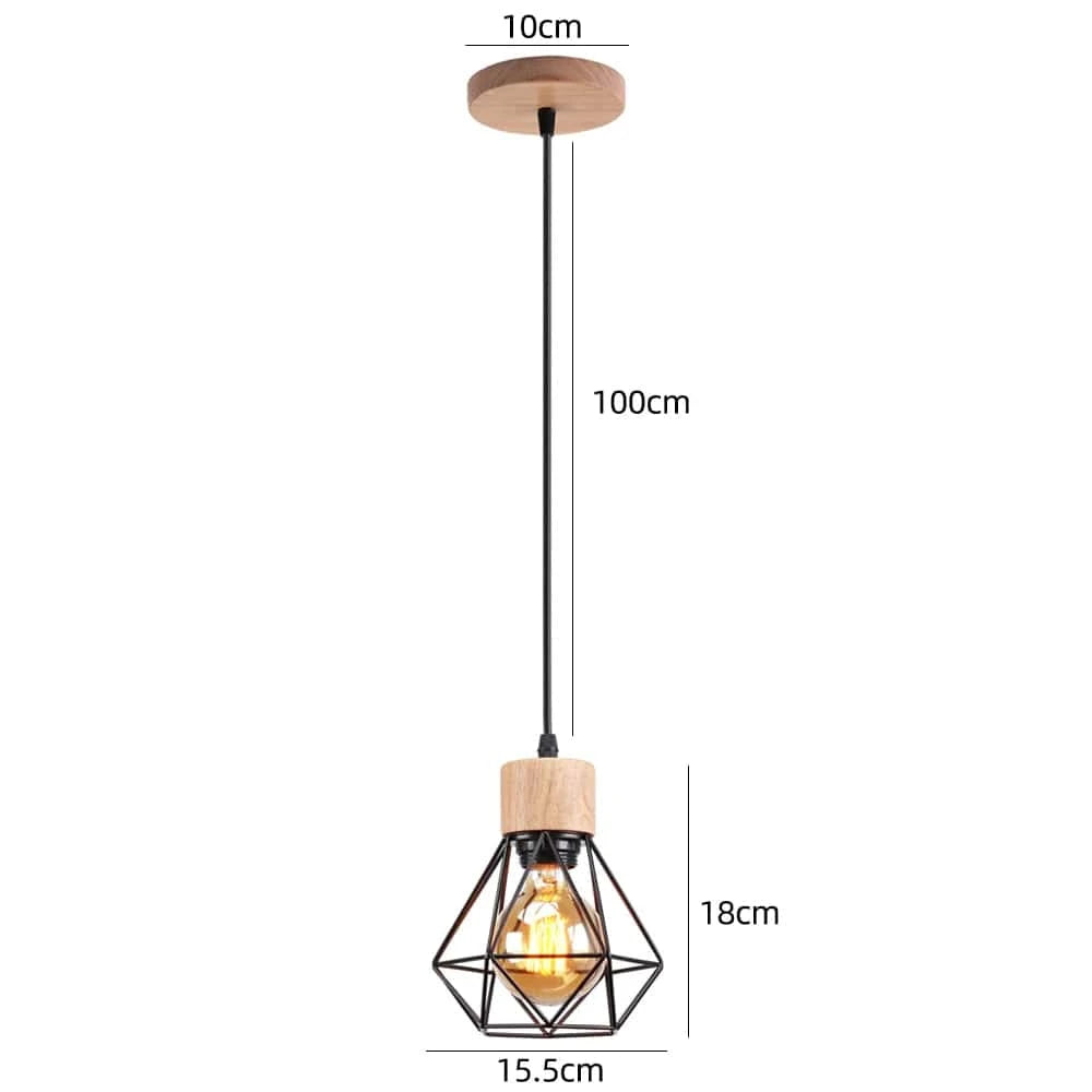 E1 Suspension multiple en bois et métal noir