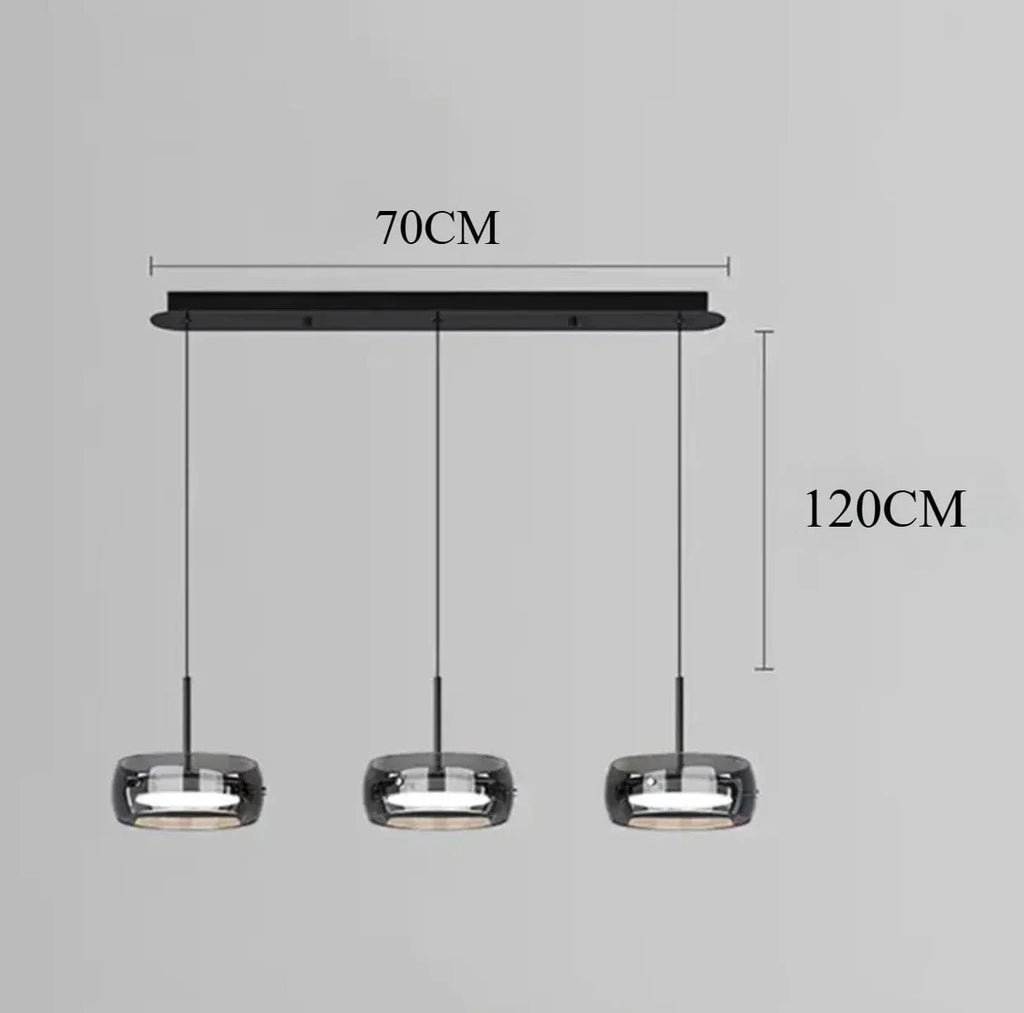3 TÊTES LIGNE / MODÈLE TÉLÉCOMMANDE À GRADATION Suspension multiple verre