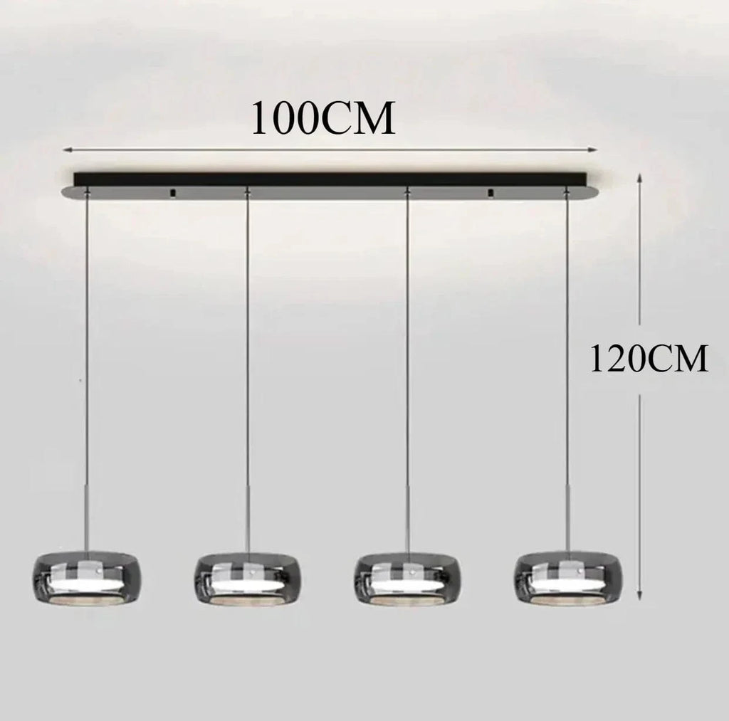 4 TÊTES LIGNE / MODÈLE TÉLÉCOMMANDE À GRADATION Suspension multiple verre