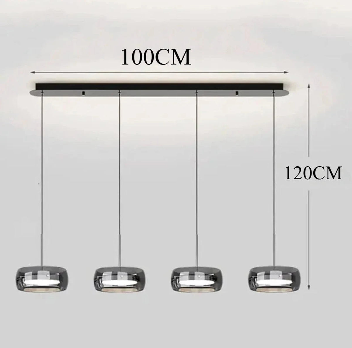 4 TÊTES LIGNE / MODÈLE TÉLÉCOMMANDE À GRADATION Suspension multiple verre