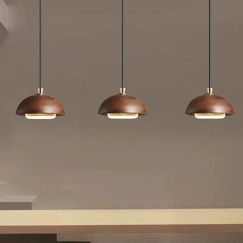 pendant -1 lamp / LED 5W(warm light) Suspension nordique bois et laiton doré