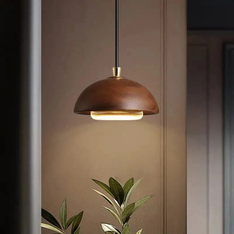 pendant -1 lamp / LED 5W(warm light) Suspension nordique bois et laiton doré