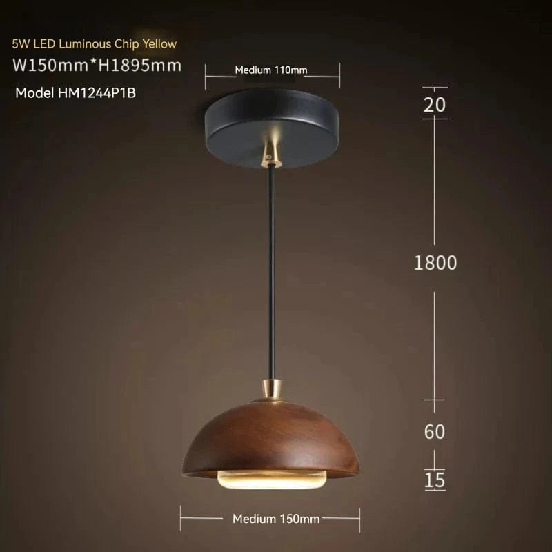 pendant -1 lamp / LED 5W(warm light) Suspension nordique bois et laiton doré