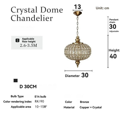 D30CM Copper / Natural light 4000k Suspension orientale en cristal