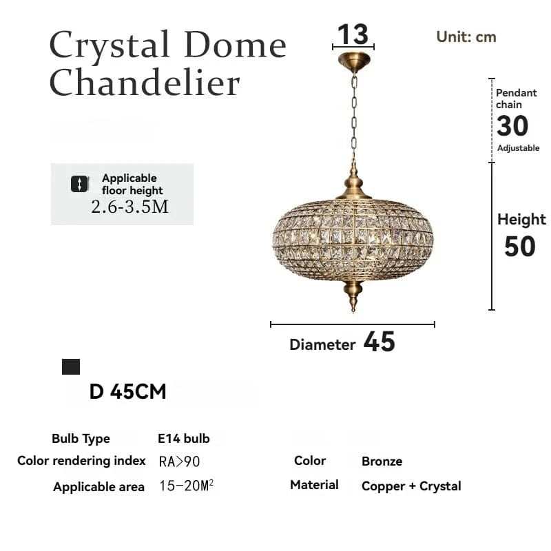 D45CM Copper / Natural light 4000k Suspension orientale en cristal