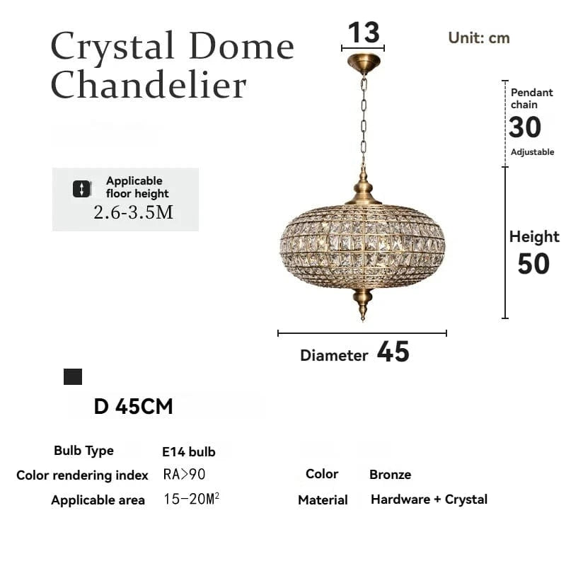 D45CM Hardware / Natural light 4000k Suspension orientale en cristal