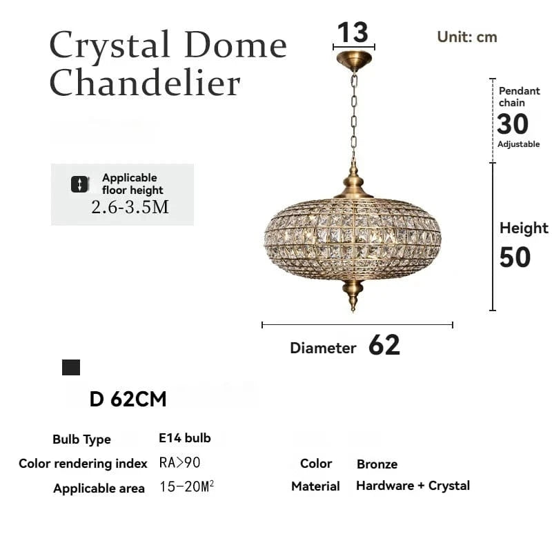 D62CM Hardware / Natural light 4000k Suspension orientale en cristal