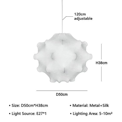 D-50cm / White light Suspension originale en tissu Wabi-sabi