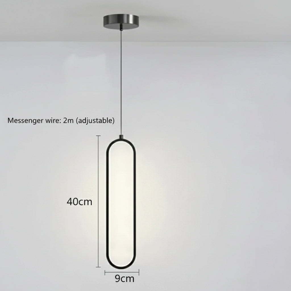 NOIR / LUMIÈRE CHAUDE Suspension ovale