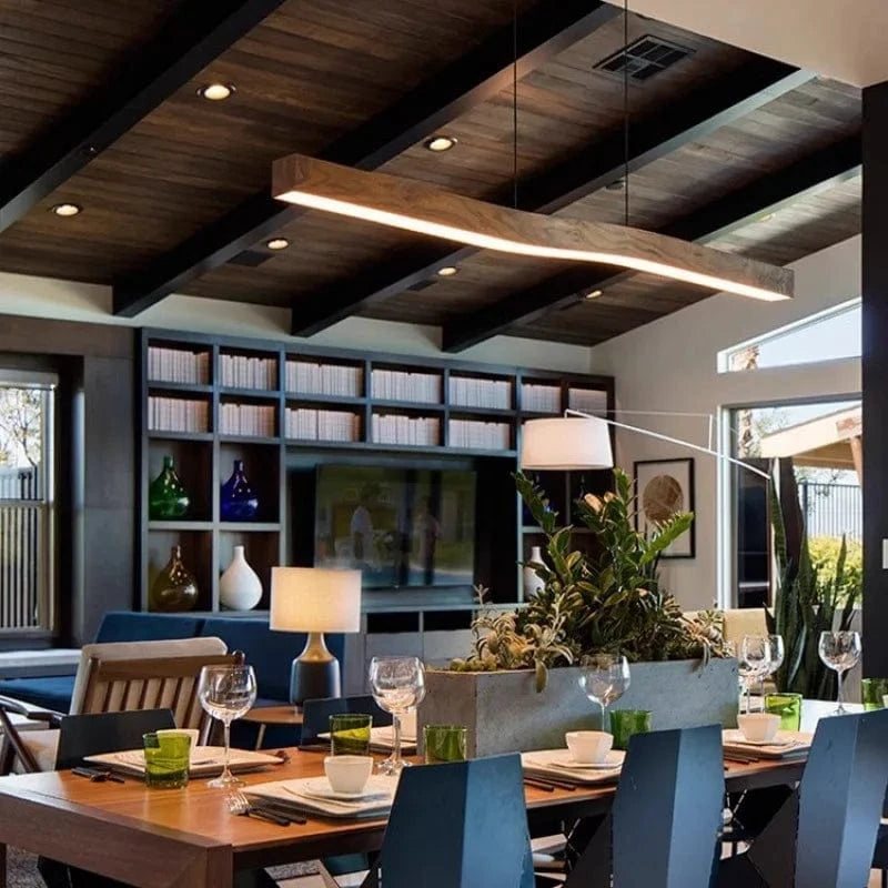 Suspension Plate barre led bois 120 CM