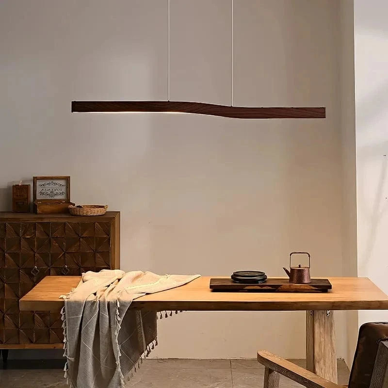 Suspension Plate barre led bois 120 CM