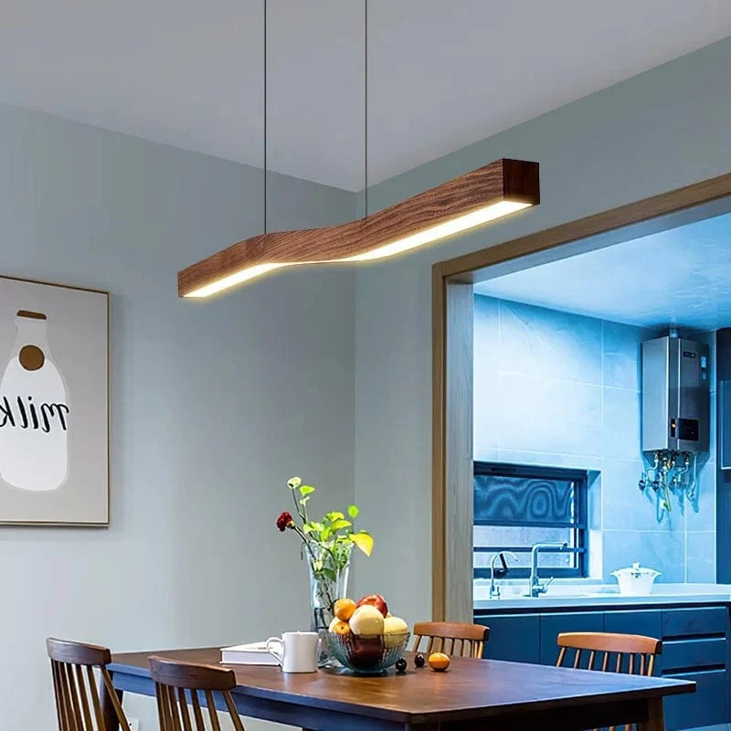 Suspension Plate barre led bois 120 CM