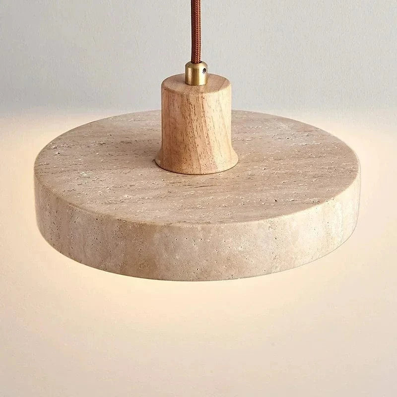 Suspension plate design travertin et bois