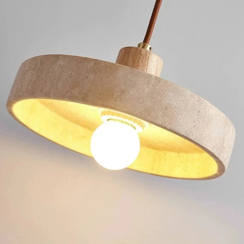 Suspension plate design travertin et bois