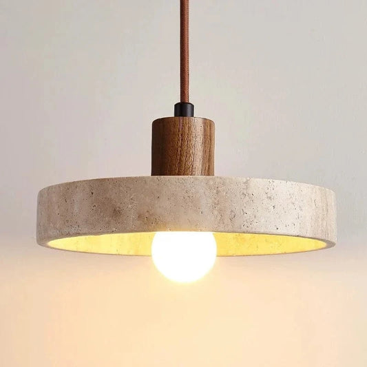 Suspension plate design travertin et bois