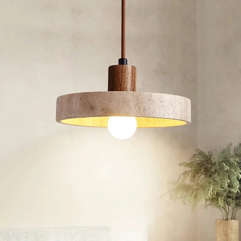 Suspension plate design travertin et bois