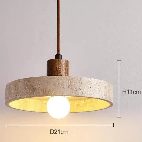Walnut color / Neutral light 4000K Suspension plate design travertin et bois