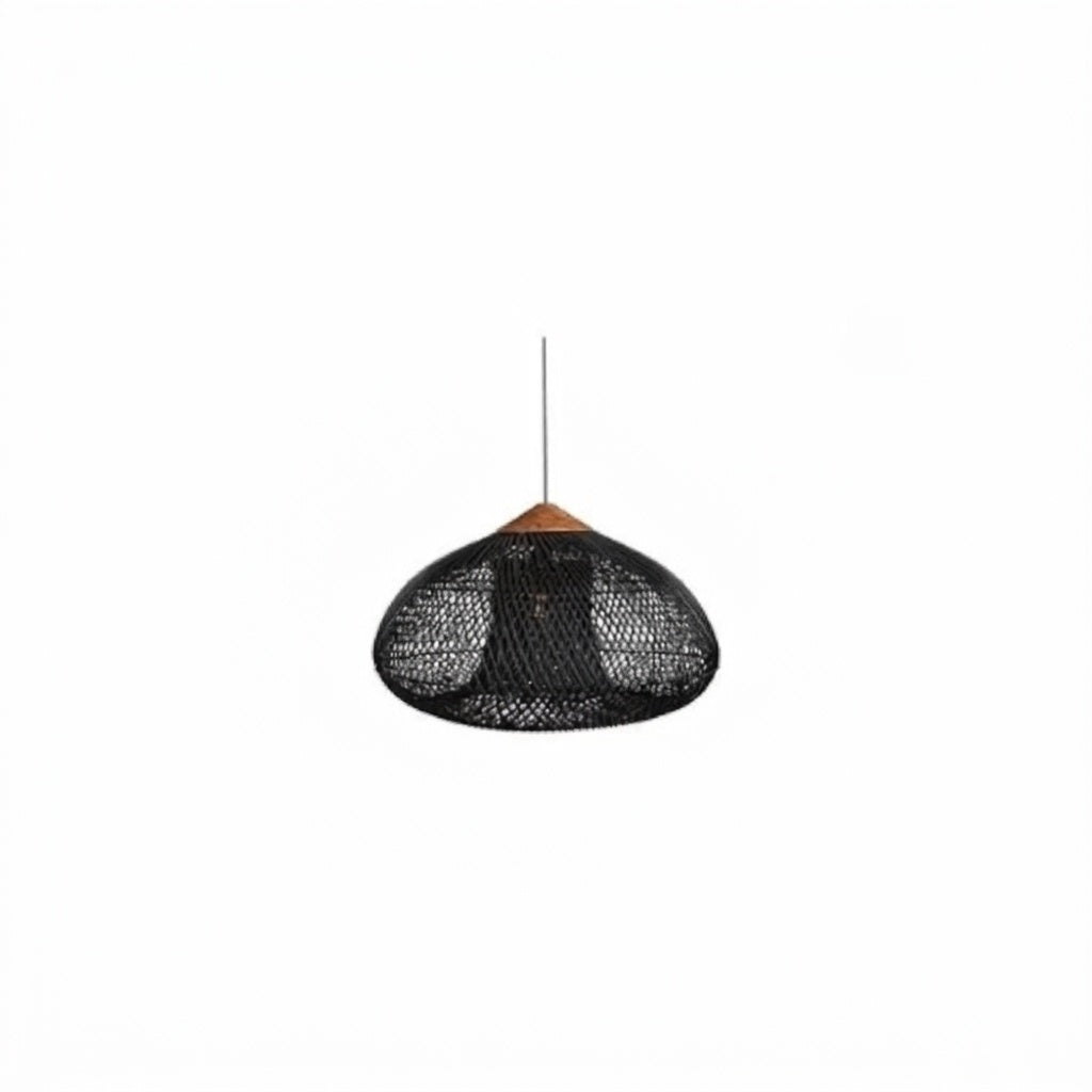 Suspension rotin 80 cm NOIR