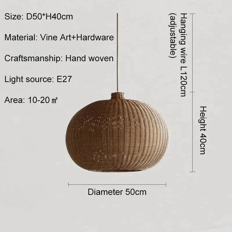 D50cm / Neutral light 4500K Suspension rotin boule