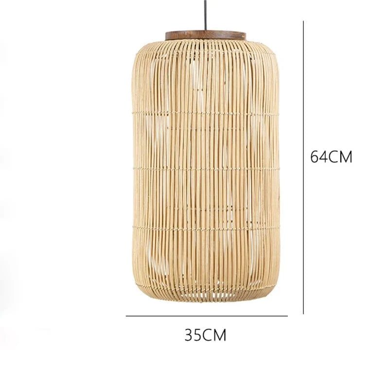 Beige L / LUMIÈRE CHAUDE Suspension Rotin Vintage