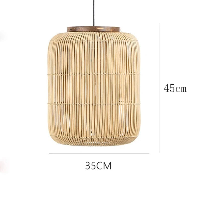 Beige M / LUMIÈRE FROIDE Suspension Rotin Vintage