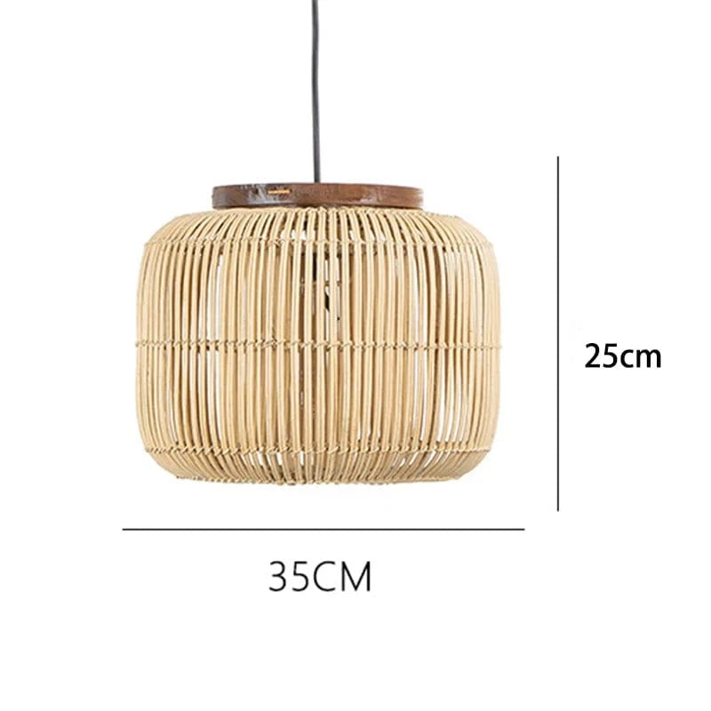 Beige S / LUMIÈRE CHAUDE Suspension Rotin Vintage