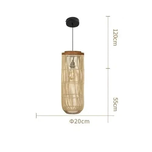 Beige-S / LUMIÈRE CHAUDE Suspension Rotin Vintage