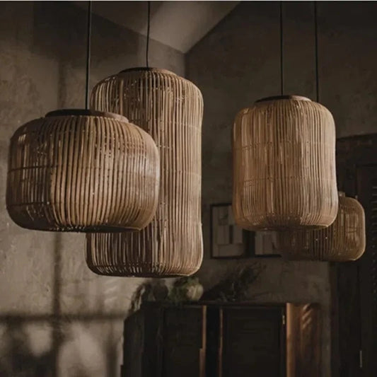 Suspension Rotin Vintage