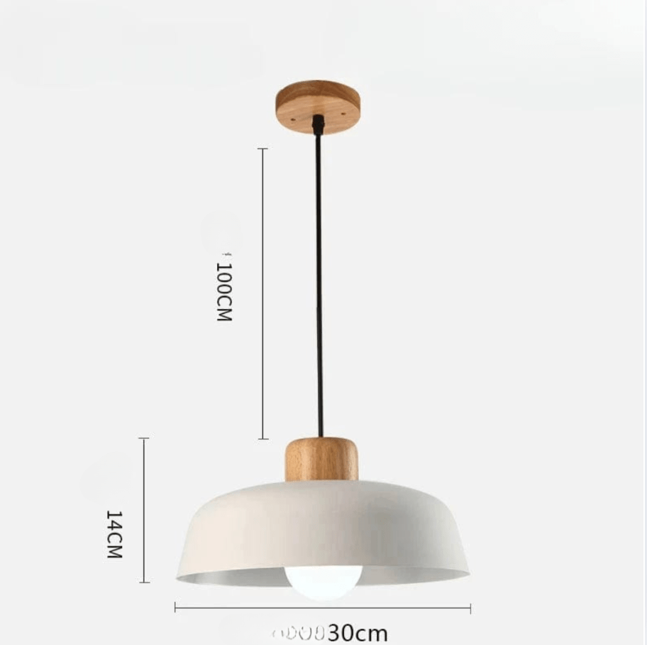 BLANC / G80 LUMIÈRE CHAUDE Suspension scandinave avec tête en bois et corps métallique