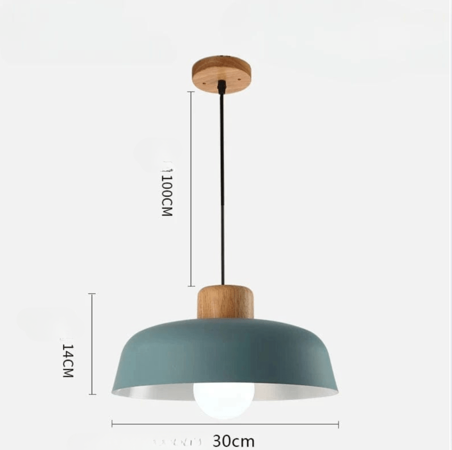 BLEU / G80 LUMIÈRE FROIDE Suspension scandinave avec tête en bois et corps métallique