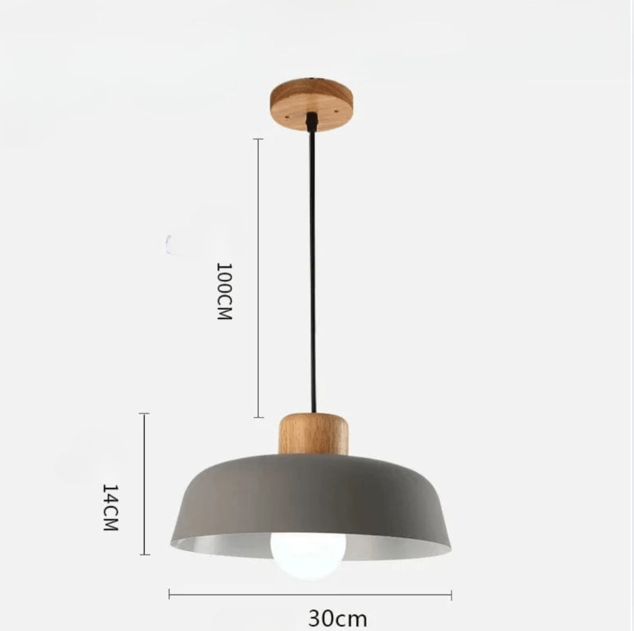 GRIS / G80 LUMIÈRE FROIDE Suspension scandinave avec tête en bois et corps métallique