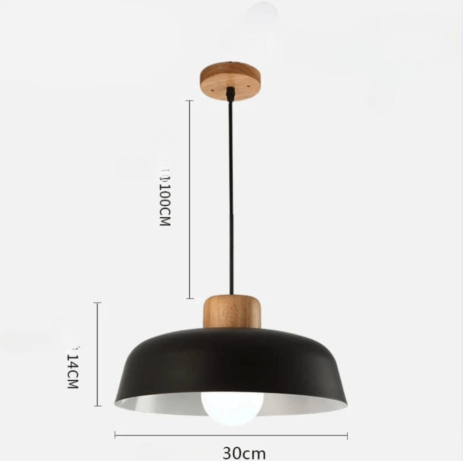 NOIR / G80 LUMIÈRE CHAUDE Suspension scandinave avec tête en bois et corps métallique