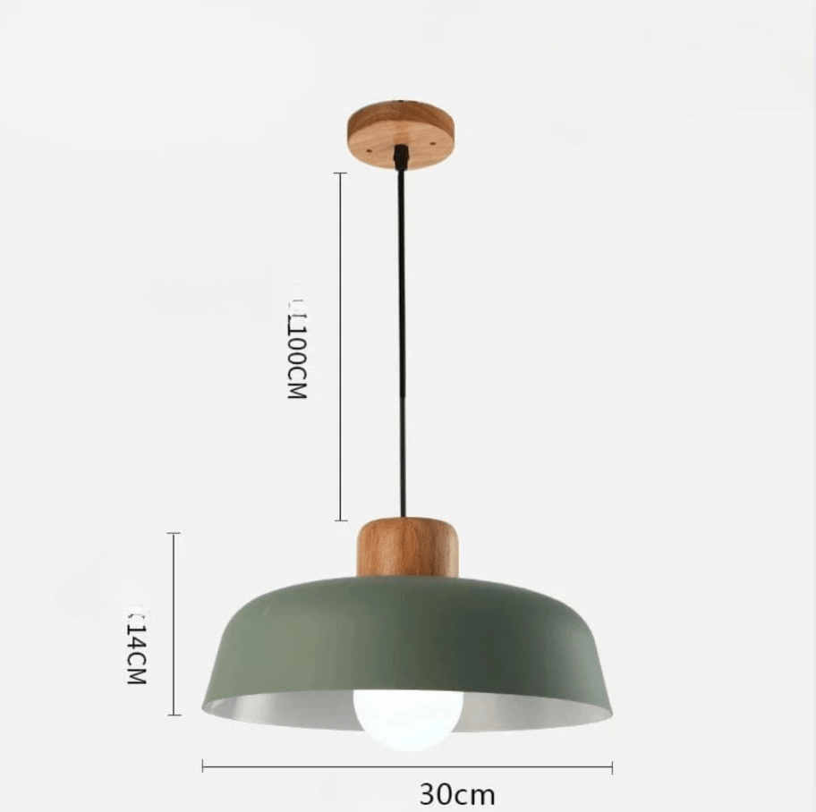 VERT / G80 LUMIÈRE CHAUDE Suspension scandinave avec tête en bois et corps métallique