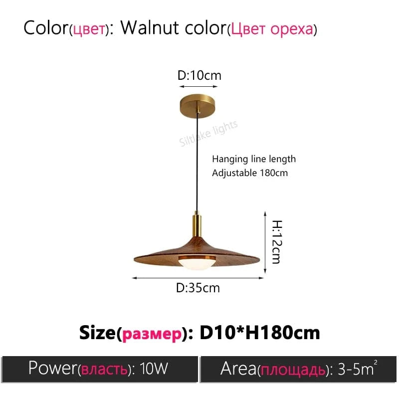 Walnut color 1P 35cm / TRICOLORE CHAUD FROID NEUTRE ( CONTRÔLE TÉLÉCOMMANDE ) Suspension scandinave bois vintage