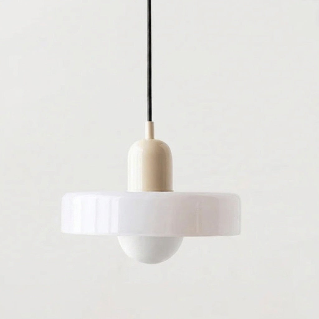 Suspension scandinave vintage BEIGE ET BLANC / OUI