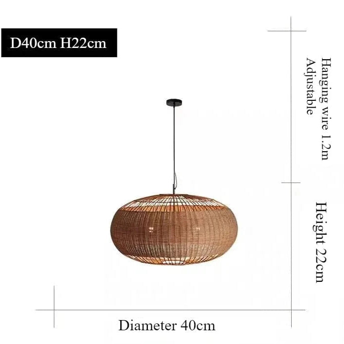 DIAMÈTRE 40cm HAUTEUR 22cm / LUMIÈRE CHAUDE Suspension style bali