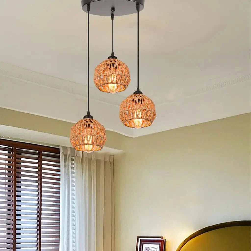 Suspension triple en corde de chanvre