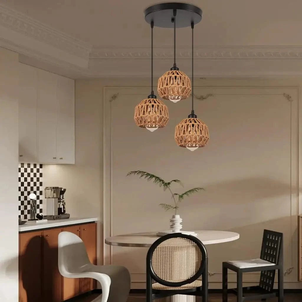 Suspension triple en corde de chanvre